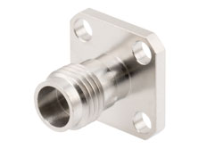 PE45714 - 1.85mm Female Field Replaceable Connector 4 Hole Flange Mount with EMI gasket, accepts 0.23mm (.009inch) pin