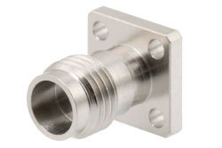 PE45715 - 1.85mm Female Field Replaceable Connector 4 Hole Flange Mount with EMI gasket, accepts 0.23mm (.009inch) pin