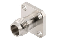 PE45729 - 1.85mm Female Field Replaceable Connector 4 Hole Flange Mount with EMI gasket, accepts 0.3mm (.012inch) pin