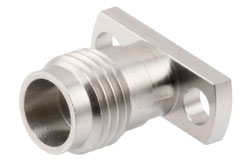 PE45731 - 1.85mm Female Field Replaceable Connector 2 Hole Flange Mount with EMI gasket, accepts 0.3mm (.012inch) pin