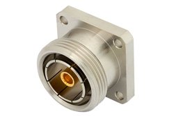 PE4574 - 7/16 DIN Female Connector Threaded Pin Attachment 4 Hole Flange Mount Pin Terminal, .975 inch Hole Spacing