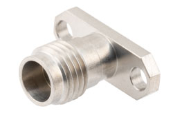 PE45749 - 1.85mm Female Field Replaceable Connector 2 Hole Flange Mount with EMI gasket, accepts 0.3mm (.012inch) pin