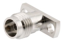 PE45750 - 1.85mm Female Field Replaceable Connector 2 Hole Flange Mount with EMI gasket, accepts 0.23mm (.009inch) pin