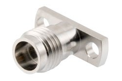 PE45751 - 1.85mm Female Field Replaceable Connector 2 Hole Flange Mount with EMI gasket, accepts 0.3mm (.012inch) pin