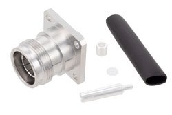 PE45818 - 4.3-10 Female Low PIM Connector Solder Attachment 4 Hole Flange Mount for PE-SR402FL, PE-SR402FLJ, RG402, PE-SR402AL