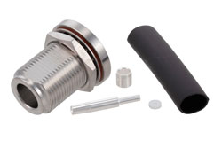 PE45822 - N Female Bulkhead Mount Low PIM Connector Solder Attachment for PE-SR402FL, PE-SR402FLJ, RG402, PE-SR402AL