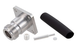 PE45824 - N Female Low PIM Connector Solder Attachment 4 Hole Flange Mount for PE-SR402FL, PE-SR402FLJ, RG402, PE-SR402AL