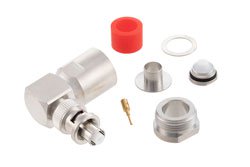 PE45851 - SHV plug clamp right angle for RG214