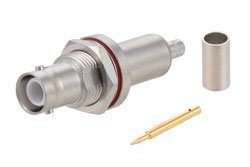 PE45859 - SHV jack crimp bulkhead, IP67 mated, for RG223