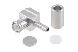 PE45866 - MCX Plug Right Angle Non-Magnetic Connector Crimp/Solder Attachment for RG178