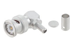 PE45877 - BNC Plug Right Angle Non-Magnetic Connector Crimp/Solder Attachment for RG58, RG141