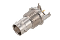PE45891 - BNC Female Bulkhead Mount Connector Solder Attachment End Launch PCB, .500 inch Diameter