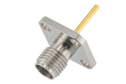PE45929 - 2.92mm Female 4 hole SQ 0.5 Inches with Round Contact 42Ghz VSWR1.2, 0.050 Inches Diameter Pin and 0.413 Inches Pin Length