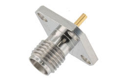 PE45930 - 2.92mm Female 4 hole SQ 0.5 Inches with Round Contact 40GHz VSWR1.2, 0.050 Inches Diameter Pin and 0.197 Inches Pin Length