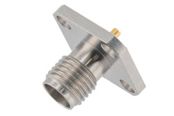 PE45931 - 2.92mm Female 4 hole SQ 0.5 Inches with Round Contact 40GHz VSWR1.2, 0.050 Inches Diameter Pin and 0.118 Inches Pin Length