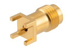 PE45941 - 1.85mm Female PCB Mount with Round Contact 67GHz VSWR1.3, Through Hole