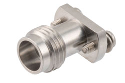 PE45944 - 1.85mm Female Solderless 2 hole PCB Mount 70GHz VSWR1.92, Metal Contact Ring without Gap