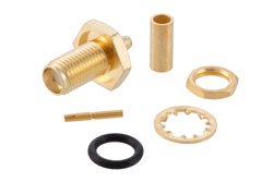 PE45953 - Non-Magnetic SMA Female Bulkhead Mount Connector, Crimp/Solder Attachment for RG174U .236 inch D Hole