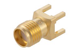 PE45954 - Non-Magnetic SMA Female Solder Attachment Thru Hole PCB, .201 inch x 0.059 inch Hole Spacing