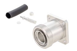 PE45989 - 7/16 DIN Female Low PIM Connector Solder Attachment 4 Hole Flange Mount for PE-SR402AL, PE-SR402FL, PE-SR402FLJ, RG402, RG402 Tinned