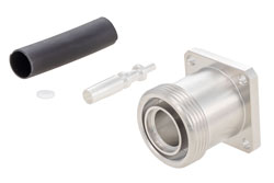 PE45990 - 7/16 DIN Female Low PIM Connector Solder Attachment 4 Hole Flange Mount for SPF-250, SPO-250, SPP-250-LLPL, 1/4" Superflexible, PE-1/4SFHC