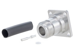 PE45991 - N Female Low PIM Connector Solder Attachment 4 Hole Flange Mount for SPF-250, SPO-250, SPP-250-LLPL, 1/4" Superflexible, PE-1/4SFHC