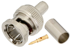 PE4602 - 75 Ohm BNC Male Connector Crimp/Crimp Attachment for RG59B/U, RG62, RG71