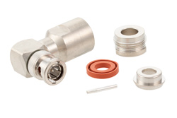 PE4605 - 75 Ohm BNC Male Right Angle Connector Clamp/Solder Attachment for RG6