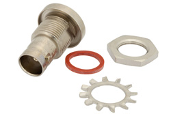 PE4621 - 75 Ohm BNC Female Bulkhead Hermetically Sealed Connector Solder Attachment Turret Terminal, .480 inch D Hole