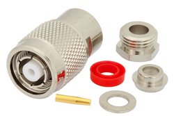 PE4662 - RP TNC Male Connector Clamp/Solder Attachment for RG58, RG55, RG141, RG142, RG223, RG400, RG303, PE-C195, PE-P195, LMR-195