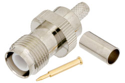 PE4686 - RP TNC Female Connector Crimp/Solder Attachment for RG58, RG303, RG141, PE-C195, PE-P195, LMR-195, 0.195 inch