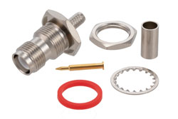 PE4696 - RP TNC Female Bulkhead Connector Crimp/Solder Attachment For RG58, .480 inch D Hole