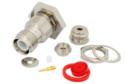 PE4699 - RP TNC Female Bulkhead Connector Clamp/Solder Attachment For RG316, RG174, RG188, .480 inch D Hole