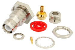PE4703 - RP TNC Female Bulkhead Connector Clamp/Solder Attachment For PE-SR405AL, PE-SR405FL, RG405, .480 inch D Hole