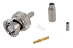 PE4720 - RP BNC Male Connector Crimp/Solder Attachment for RG174, RG316, RG188, LMR-100, PE-B100, PE-C100, 0.100 inch