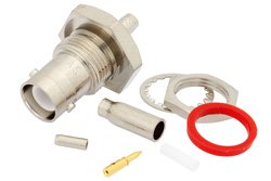 PE4752 - RP BNC Female Bulkhead Connector Crimp/Solder Attachment For RG174, RG316, RG188, .480 inch D Hole