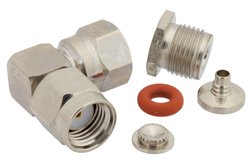 PE4784 - RP SMA Male Right Angle Connector Clamp/Solder Attachment For RG174, RG316, RG188