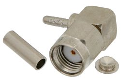 PE4788 - RP SMA Male Right Angle Connector Crimp/Solder Attachment For RG178, RG196