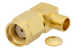 PE4790 - RP SMA Male Right Angle Connector Solder Attachment for PE-SR402AL, PE-SR402FL, RG402