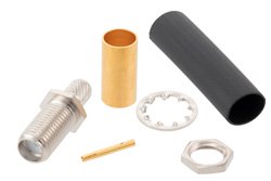 PE4856 - RP SMA Female Bulkhead Connector Solder Attachment For RG58, RG55, RG141, RG142, RG223, RG400, .235 inch D Hole