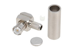 PE4879 - MCX Plug Right Angle Connector Crimp/Solder Attachment for RG188-DS, RG316-DS