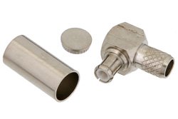 PE4883 - MCX Plug Right Angle Connector Crimp/Solder Attachment For RG55, RG142, RG223, RG400