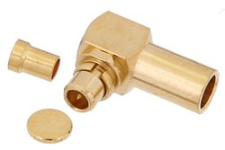 PE4899 - MMCX Plug Right Angle Connector Crimp/Solder Attachment for RG178, RG196