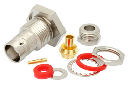 PE4915 - BNC Female Bulkhead Connector Clamp/Solder Attachment For PE-SR402AL, PE-SR402FL, RG402