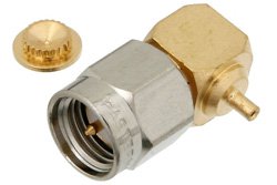 PE4920 - SMA Male Right Angle Connector Solder Attachment for PE-020SR