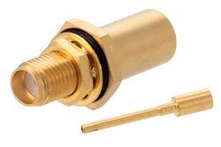 PE4931 - SMA Female Bulkhead Mount Connector Solder Attachment for PE-SR401AL, PE-SR401FL, RG401, .235 inch D Hole