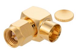 PE4932 - SMA Male Right Angle Connector Solder Attachment for PE-SR401AL, PE-SR401FL, RG401