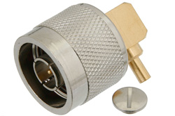 PE4937 - N Male Right Angle Connector Solder Attachment for PE-SR405AL, PE-SR405FL, PE-SR405FLJ, RG405