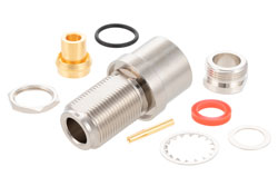 PE4942 - N Female Bulkhead Connector Clamp/Solder Attachment For PE-SR401AL, PE-SR401FL, RG401, .640 inch DD Hole