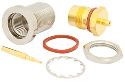 PE4946 - N Female Bulkhead Precision Connector Solder Attachment For PE-047SR, PE-SR047AL, PE-SR047FL, .640 inch DD Hole